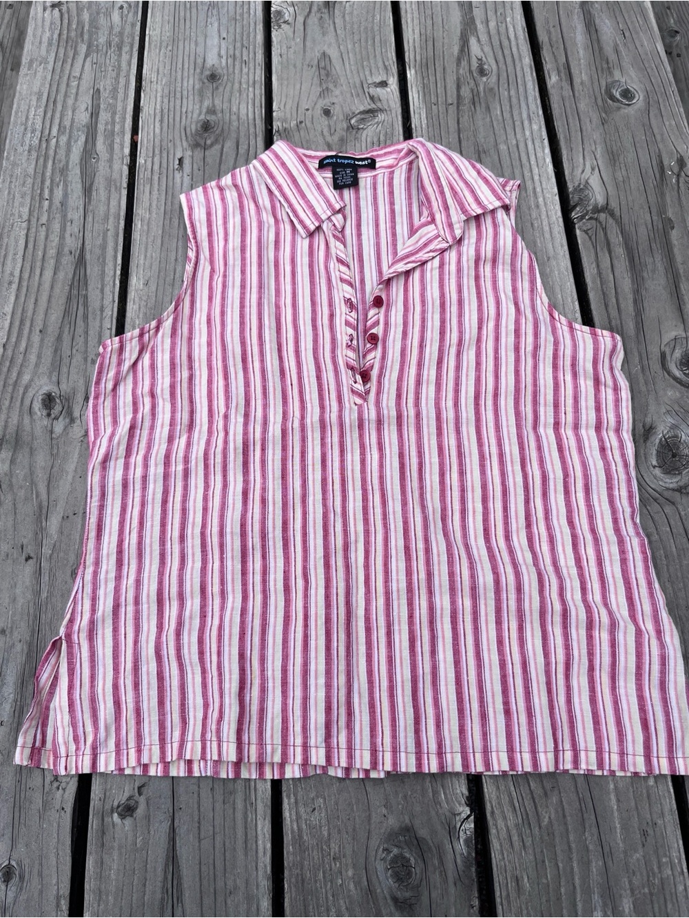 Saint Tropez West Linen Striped Tank Medium